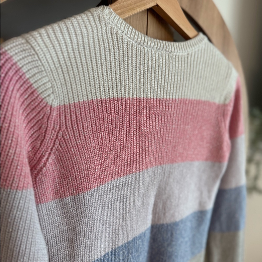 The Children’s Place Girls Pink & Blue Striped Sweater Size 7/8 Cozy Knit - Picture 7 of 7